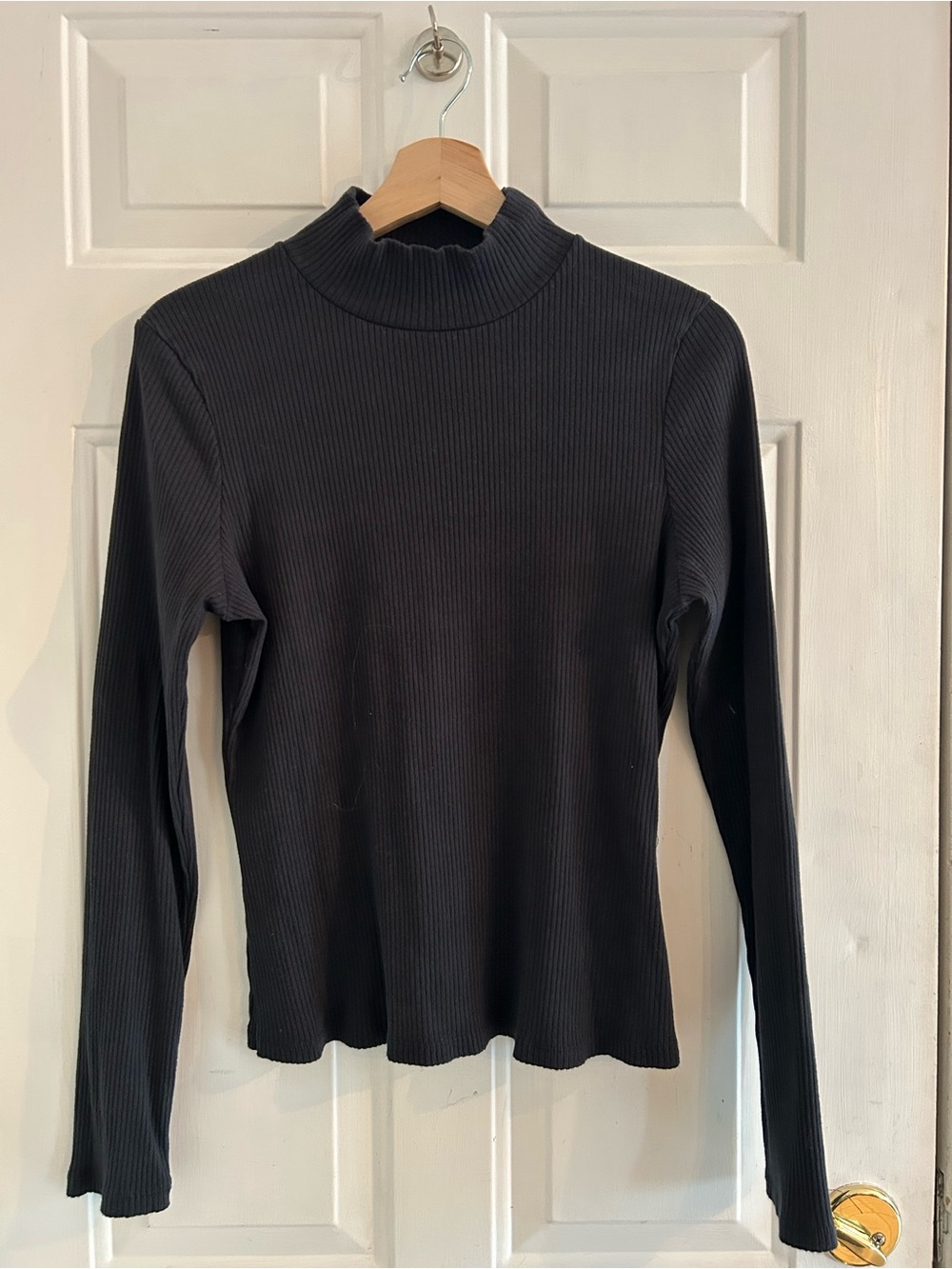 Anthropologie MAEVE Black Ribbed Classic Long Sleeve Turtleneck